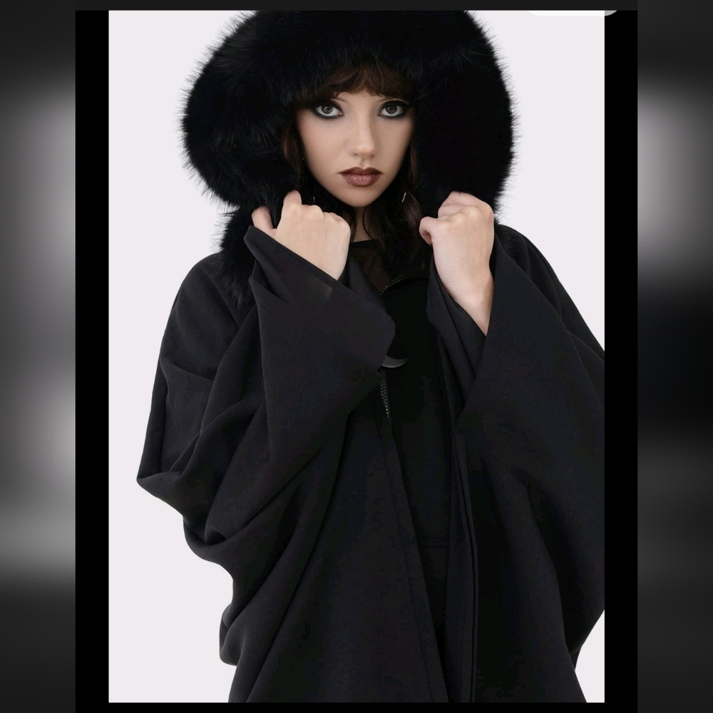 Killstar Black Hooded Poncho Sweater - Picture 5 of 10